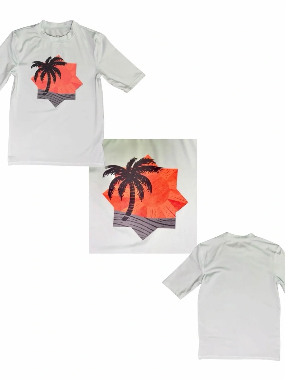 Art Class Boys 2-Piece Palm Tree Rash Guard & Board Shorts Swim Set L & 12